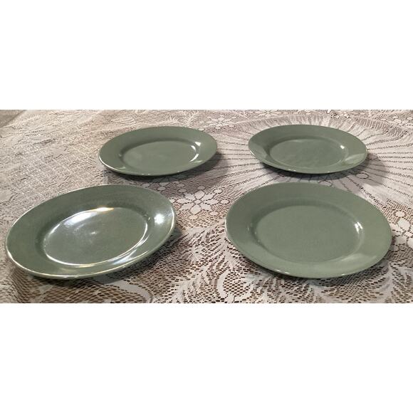 Set of 4 BIA Cordon Bleu Salad Plates Ancien Green Crackle Glaze - Picture 2 of 9
